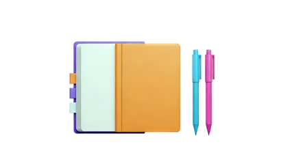 Notebook with Colorful Tabs and Pens