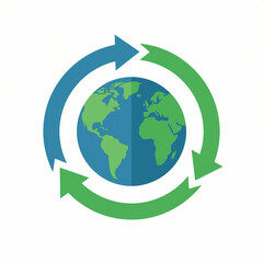Global Recycle Flat Vector Icon on White Background