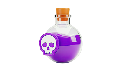 Purple Poison Potion Bottle with Skull Emblem