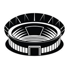 Minimalist Sports Stadium Arena Silhouette Vector Icon for Architecture and Events