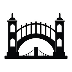 Bridge Structure Silhouette Icon &ndash; Infrastructure Engineering Vector