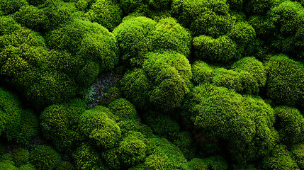 Textured Green Moss Covering Rocks and Ground nature