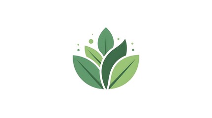 Decorative green leaf emblem with soft organic shapes