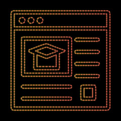 Online education web interface icon with dotted glowing lines