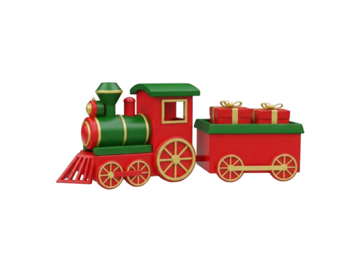 Festive christmas train with gift boxes on white background - Powered by Adobe