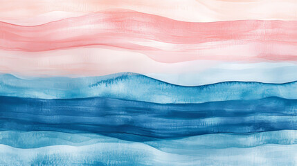 Layered watercolor waves in pink and blue, soft abstract background
