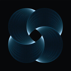 Luminous Intertwined Blue Geometric Abstraction