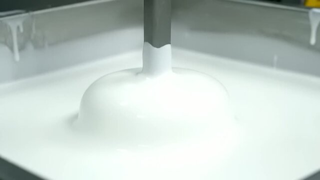 a large vat of milk with a metal agitator stirring it . use as multipurpose tittle intro, background. product mockup. motion graphics background