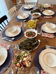 Traditional turkish cuisine appetizers at lunch table