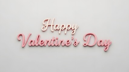 Minimalist happy valentine is day text rendered in soft pink and white tones against a clean light gray background