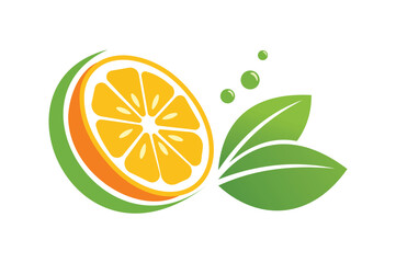 Fresh Yellow Lemon Vector Illustration with Green Leaf and Sliced Fruit Piece, Isolated on White Background for Food and Beverage Graphic Design