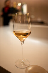 Obraz premium Champagne sparkling wine tasting, wine tourism, visit caves, celebration, wedding or champagne tour with visit of underground tunnels, Reims, France