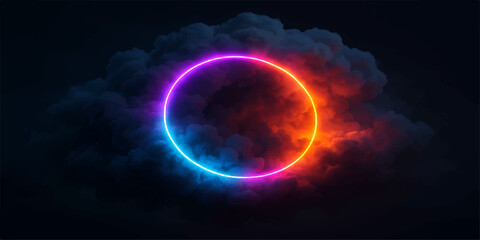 A glowing sun lights a blue planet in the dark universe