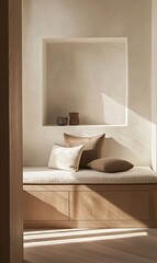 Cozy Minimalist Nook with Soft Pillows and Natural Light