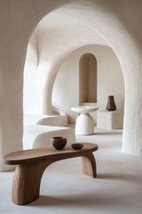 Modern Minimalist Interior with Organic Shapes and Neutral Tones