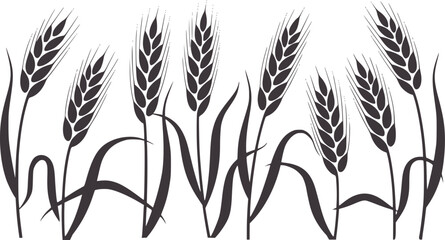 Minimalist black wheat stalks with clean outlines