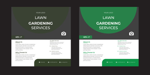 garden service and instagram promotion social media post and web banner design template  lawn mower garden or landscaping services social media post and promo banner ads template