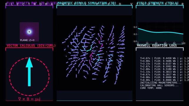 Electromagnetic Field Visualization with Flux Density and Vector Calculus Representation , physics 