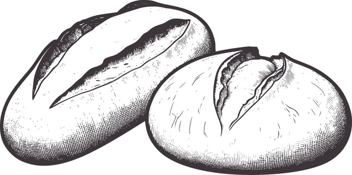 Two whole grain bread loaves with leaf pattern in black and