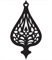 Ornamental Islamic Arabesque Silhouette Design,
Traditional Decorative Floral Pendant Vector Illustration,
Elegant Black Mandala Ornament Pattern