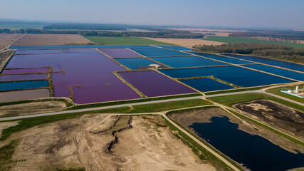 Aerial view on the pink salt lake