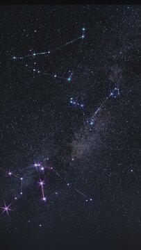 Constellation Lines Over Starry Night Sky in Deep Space 4K Loop.