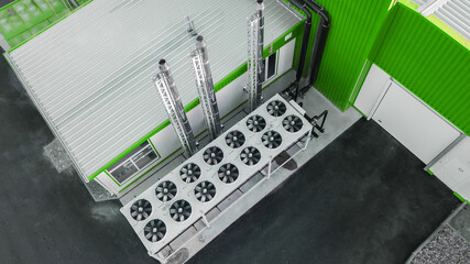 modern industrial boiler room top view.