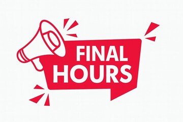 Final hours announcement with megaphone and red banner