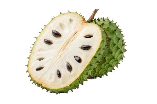 Sliced green soros fruit isolated on white background