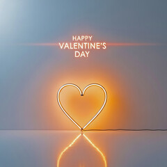 Glowing heart decoration with Happy Valentines Day text on gradient background Valentine's Day