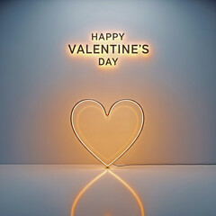 Glowing heart shape with Happy Valentines Day text on a gradient background Valentine's Day