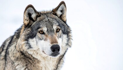 Captivating Portrait of a Majestic Gray Wolf in Winter.