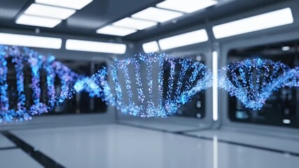 Abstract dna strand visualization in futuristic laboratory setting