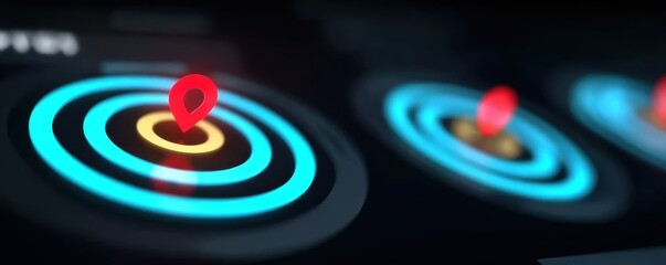 Target highlighted within virtual roadmap interface conveying clear goals strategic planning milestones and digital transformation success path