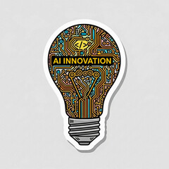 Light bulb with circuit board pattern and A I innovation text AI innovation technology