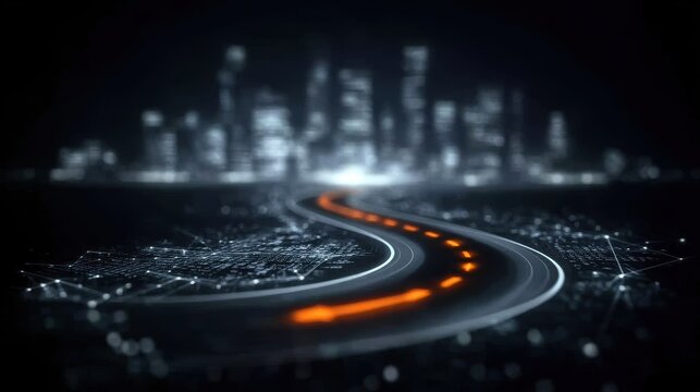 Target positioned on virtual roadmap interface representing leadership vision milestone goals and digital transformation success