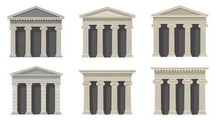 Fototapeta premium Beige Classical Architectural Facades with Columns and Pediments stock photo