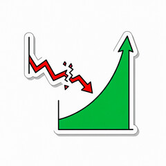 Red downward arrow breaking into a green upward arrow red arrow green arrow breaking arrow