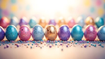 Vibrant easter eggs in a colorful array celebrating springtime and holiday traditions