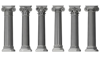 Obraz premium Collection of Detailed Classical Greek and Roman Columns in Monochrome architecture