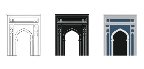Fototapeta premium Modern Arch Architecture Vector Collection for Islamic Architecture, Worship Spaces and Religious UI Design