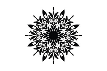 Black Mandala Ornament Illustration &ndash; Intricate Radial Symmetry Vector for Decorative Patterns, Meditation, and Floral Design