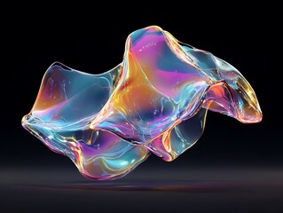 Iridescent liquid abstract shape with colorful reflections high resolution image