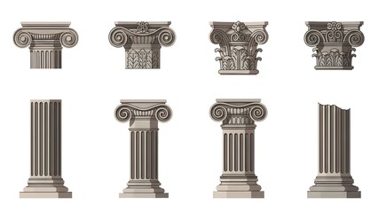 Set of Classical Architectural Columns and Capitals stock (74