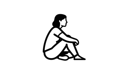 Woman sitting on floor in contemplative pose