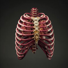 Anatomical rib cage with lungs and spine high resolution image