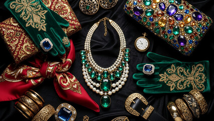 Luxurious heirloom jewelry collection featuring vibrant gemstones and intricate designs