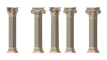 Set of Realistic Classical Stone Columns stock image