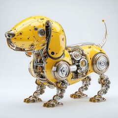 Yellow mechanical robot dog concept high resolution image