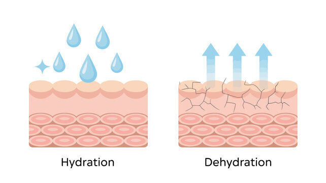 Skin Hydration and Dehydration Process Illustration